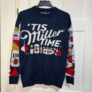 Miller Lite 'Tis Miller Time Navy Crewneck Sweater